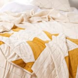 "Triangle Quilt Throw - Mustard" - Blankets and Throws in yellow by Anchal