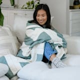 "Interlock Quilt Throw - Spruce" - Blankets and Throws in green by Anchal