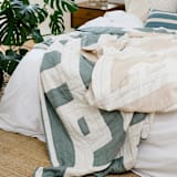 "Interlock Quilt Throw - Spruce" - Blankets and Throws in green by Anchal