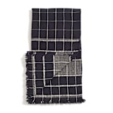"Charco Black And White Checks Cotton Throw" - Blankets and Throws in black by Anjali Purohit