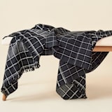 "Charco Black And White Checks Cotton Throw" - Blankets and Throws in black by Anjali Purohit