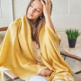 "Dandelion Merino throw" - Blankets and Throws in yellow by Anjali Purohit