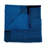"Macaroon Midnight Dark Blue Plush Textured Handlom Throw" - Blankets and Throws in blue by Anjali Purohit