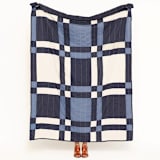 "Patchwork Plaid Quilt Throw - Navy" - Blankets and Throws in blue by Anchal