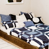 "Patchwork Plaid Quilt Throw - Navy" - Blankets and Throws in blue by Anchal