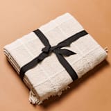 "Sea Shell White Handwoven Cotton Throw" - Blankets and Throws in white by Anjali Purohit