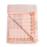"Silica Rose In Shades of Salmon Gray Stripes Pattern Soft Handwoven Merino Throw" - Blankets and Throws in pink by Anjali Purohit