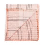 "Silica Rose In Shades of Salmon Gray Stripes Pattern Soft Handwoven Merino Throw" - Blankets and Throws in pink by Anjali Purohit
