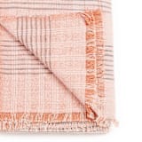 "Silica Rose In Shades of Salmon Gray Stripes Pattern Soft Handwoven Merino Throw" - Blankets and Throws in pink by Anjali Purohit
