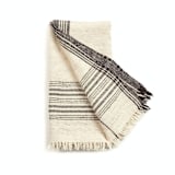 "Seytu Undyed Black & White Artisanal Stripes Handloom Merino Cotton Soft Blend Throw" - Blankets and Throws in white by Anjali Purohit