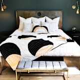 "Crescent Lattice Quilt Throw" - Blankets and Throws in black by Anchal