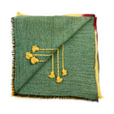 "Avocado Green Multi Color Warm Hues Hand Woven Hand Knotted Textured Merino Throw" - Blankets and Throws in green by Anjali Purohit