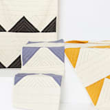 "Small Triangle Quilt Throw - Charcoal" - Blankets and Throws in black by Anchal