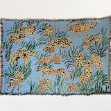 "Blue Cheetahs Blanket" - Blankets and Throws in blue by Olivia Wendel