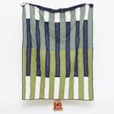 "Offset Stripe Quilt Throw - Spruce" - Blankets and Throws in green by Anchal
