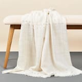 "Chalk Merino Throw" - Blankets and Throws in white by Anjali Purohit
