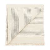 "Silica Chalk Off White And Gray Stripes Pattern Soft Handwoven Merino Throw" - Blankets and Throws in white by Anjali Purohit