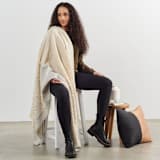 "Butterscotch Throw" - Blankets and Throws in white by Anjali Purohit
