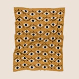 "Nazar Eye Throw Blanket" - Blankets and Throws in gold by Superstitchous