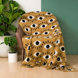 "Nazar Eye Throw Blanket" - Blankets and Throws in gold by Superstitchous