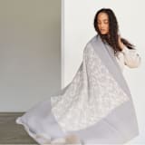 "Flo White Gray Soft Meirno Throw" - Blankets and Throws in gray by Anjali Purohit