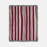 "Holiday Stripe-Maroon" - Blankets and Throws in red by Karbon Market