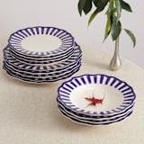 "Riviera 12 Piece Set with Pasta Bowl" - Dining Bowls in blue by Maison Madison