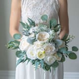 "White Classic Bridesmaids Bouquet Lamb Ears Peony" - Bouquets in white by Bird of Paradise OS