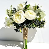 "Pale Green Ranunculus Wedding Bouquet with Blueberries, Silk Artificial Flower Centerpiece Decor" - Bouquets in green by Kristina Jancso