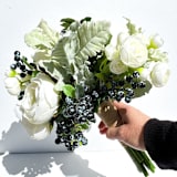 "Pale Green Ranunculus Wedding Bouquet with Blueberries, Silk Artificial Flower Centerpiece Decor" - Bouquets in green by Kristina Jancso