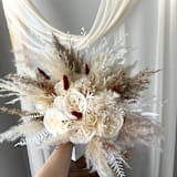 "Pampas Ivory Orange Terracotta Bridal Bouquet" - Bouquets in white by Bird of Paradise OS