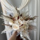 "Pampas Ivory Orange Terracotta Bridal Bouquet" - Bouquets in white by Bird of Paradise OS