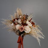 "Bohemian Burnt Orange Pampas Grass Bridal Bouquet" - Bouquets in orange by Bird of Paradise OS