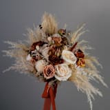 "Bohemian Burnt Orange Pampas Grass Bridal Bouquet" - Bouquets in orange by Bird of Paradise OS