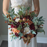 "Burgundy Burnt Orange Bridal Bouquet" - Bouquets in orange by Bird of Paradise OS