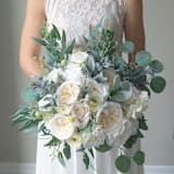 "White Classic Bridal Bouquet Lamb Ears Peony" - Bouquets in white by Bird of Paradise OS