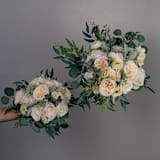"White Classic Bridal Bouquet Lamb Ears Peony" - Bouquets in white by Bird of Paradise OS