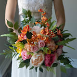 "Orange Tropical Pink Bridal Bouquet" - Bouquets in orange by Bird of Paradise OS