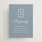 "Bevel Monogram" - Mini Enclosure Cards in French Blue by Carolyn MacLaren - Front