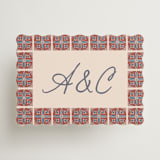 "Block Print Tile" - Mini Enclosure Cards in Terracotta by Katharine Watson - Front