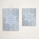 "Blooming Mitzvah" - Mitzvah Reception Cards in Sky by Simona Camp - With Invitation