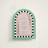 "Hollywood Deco" - Mitzvah Reception Cards in Aqua by Becky Nimoy - Front