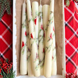 "Set of Two Christmas Cardinal Taper Candles" - Candles and Holders in beige by Emily de Moraes