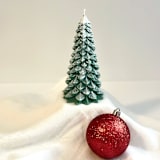 "Medium White And Green Christmas Tree Candle" - Candles and Holders in multicolor by Over By The Moon