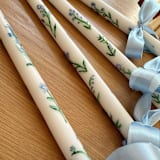 "Custom Hand-Painted 18" Taper Candle with Coordinating Ribbon" - Candles and Holders in multicolorassorted-colors by Nicoletta Savod