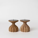 "Natural Short Pillar Candle Holder" - Candles and Holders in brown by REVELRY by Purvi Padia