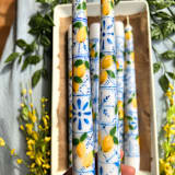 "Set of 2 Amalfi Italian Tile and Lemon Taper Candles" - Candles and Holders in white by Emily de Moraes