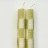 "Checkered Taper Candles (White & Moss)" - Candles and Holders in green by Annie Shapiro