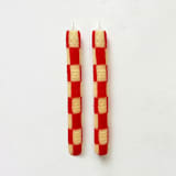 "Checkered Taper Candles (Red & Beige)" - Candles and Holders in red by Annie Shapiro
