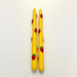 "Yellow Strawberry Tapers" - Candles and Holders in multicolor by Over By The Moon